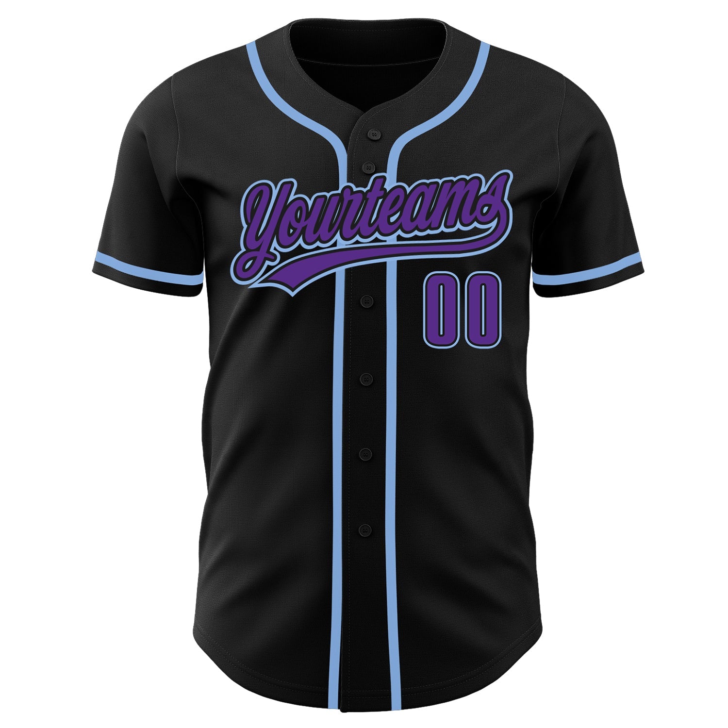 Custom Black Purpe-Light Blue Authentic Baseball Jersey - Sky-Custom