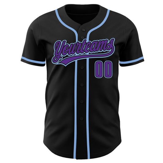 Custom Black Purpe-Light Blue Authentic Baseball Jersey - Sky-Custom