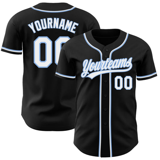 Custom Black White-Light Blue Authentic Baseball Jersey - Sky-Custom