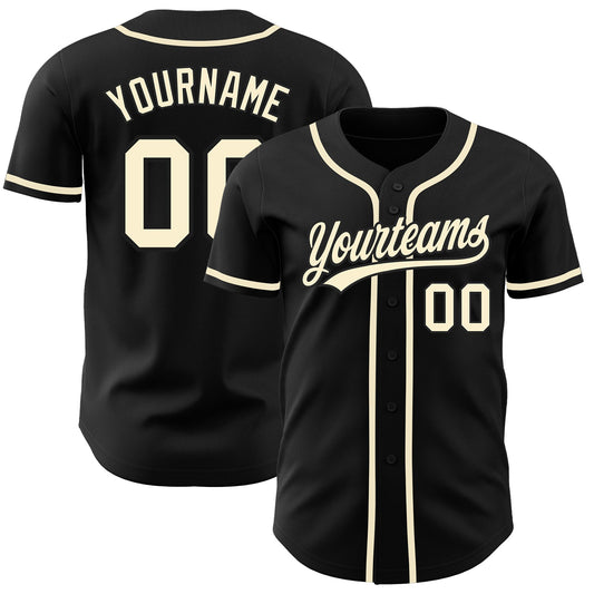 Custom Black Cream Authentic Baseball Jersey - Sky-Custom