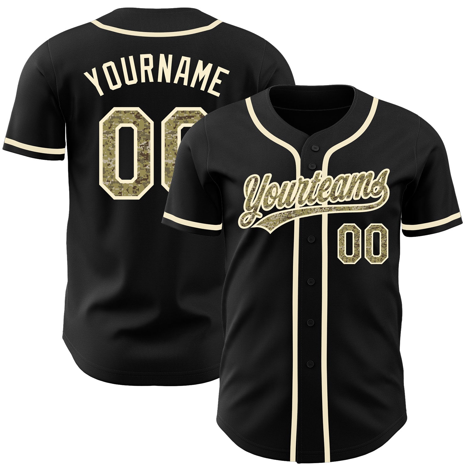 Custom Black Camo-Cream Authentic Baseball Jersey - Sky-Custom