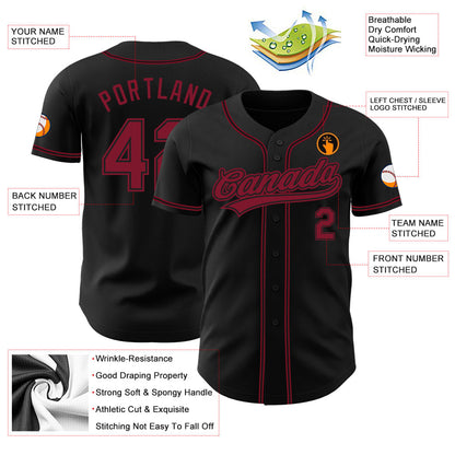 Custom Black Crimson Authentic Baseball Jersey - Sky-Custom