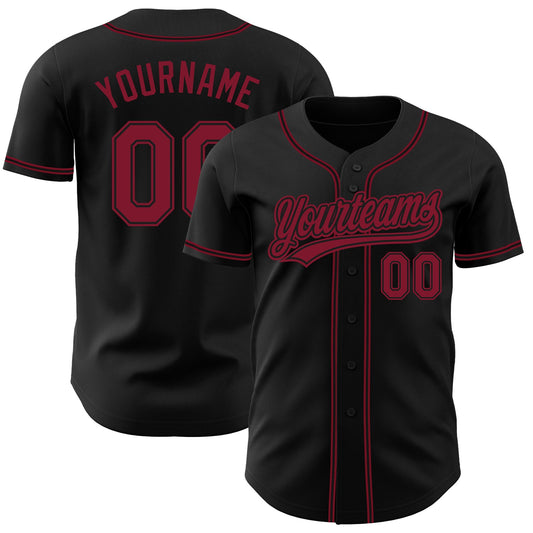 Custom Black Crimson Authentic Baseball Jersey - Sky-Custom