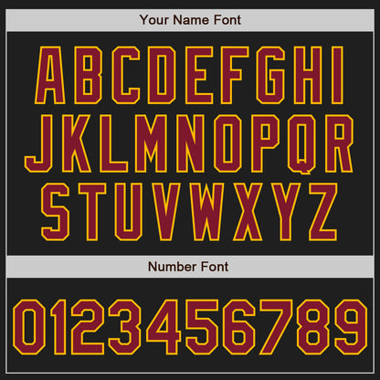 Custom Black Crimson-Gold Authentic Baseball Jersey - Sky-Custom