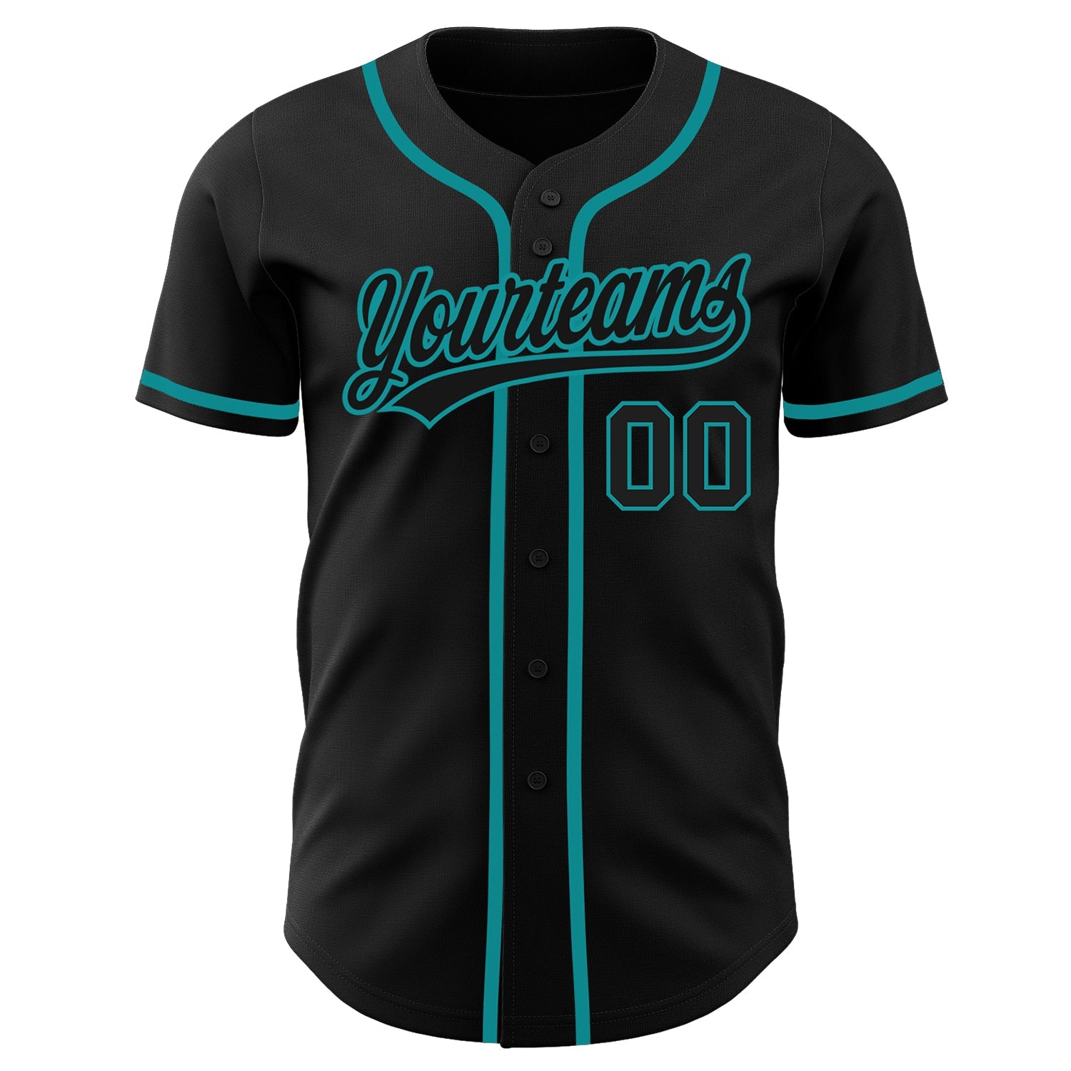 Custom Black Black-Teal Authentic Baseball Jersey - Sky-Custom