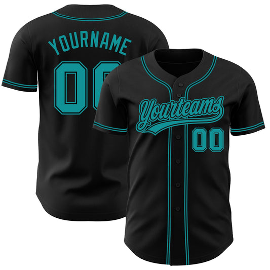 Custom Black Teal Authentic Baseball Jersey - Sky-Custom