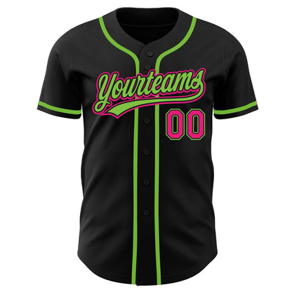 Custom Black Hot Pink-Neon Green Authentic Baseball Jersey - Sky-Custom