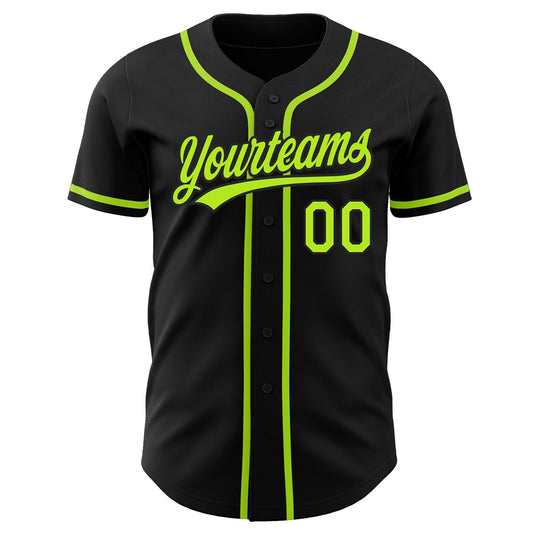 Custom Black Neon Green Authentic Baseball Jersey - Sky-Custom