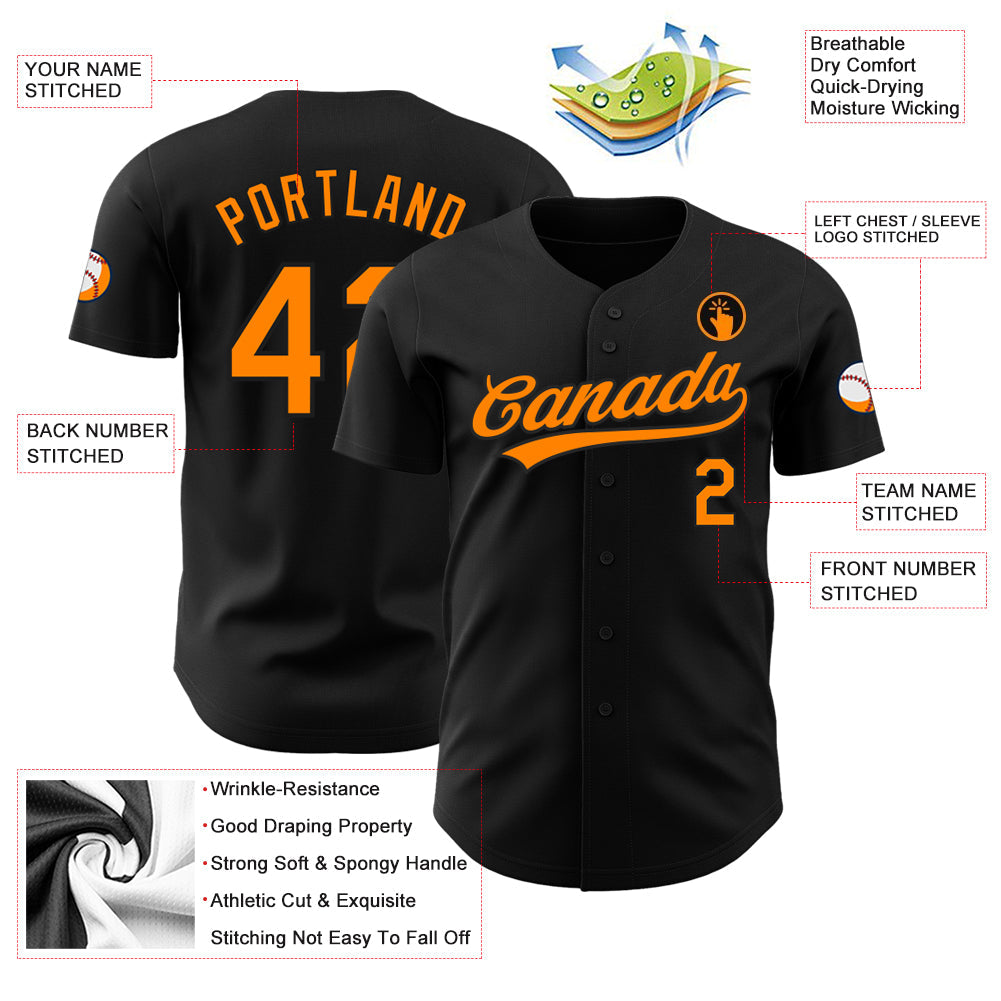 Custom Black Bay Orange Authentic Baseball Jersey - Sky-Custom