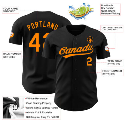 Custom Black Bay Orange Authentic Baseball Jersey - Sky-Custom