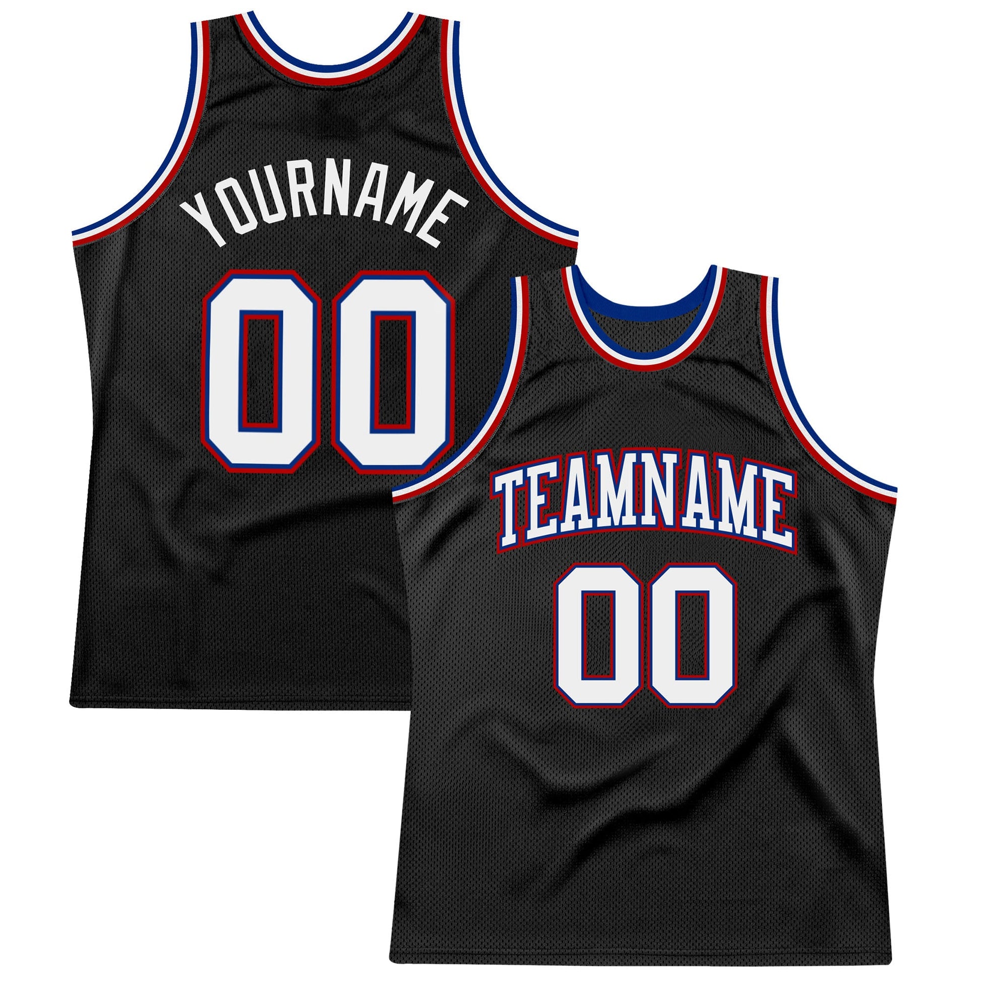 Custom Black White Royal-Red Authentic Throwback Basketball Jersey - Sky-Custom
