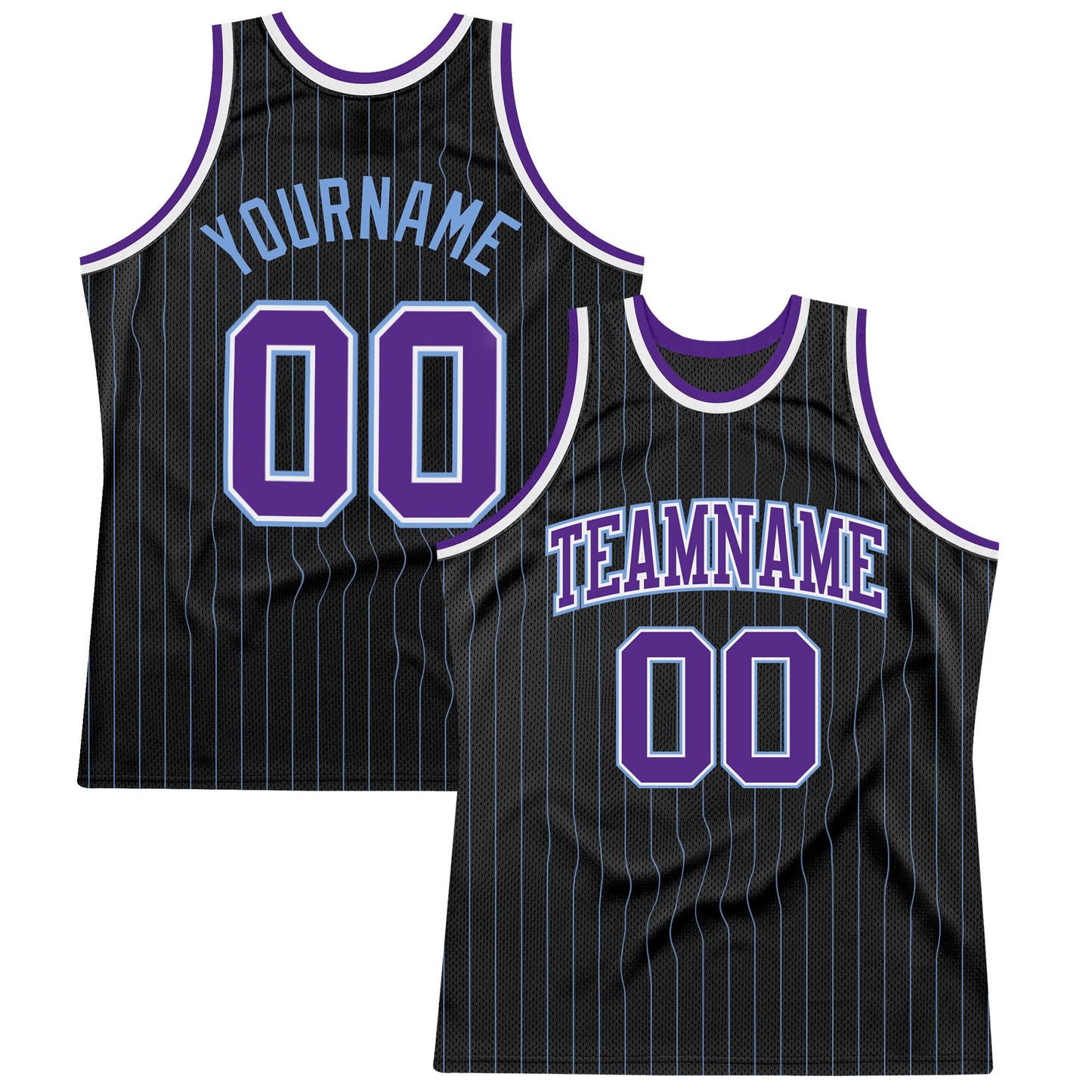 Custom Black Light Blue Pinstripe Purple-Light Blue Authentic Basketball Jersey - Sky-Custom