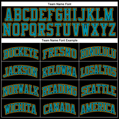 Custom Black Teal Pinstripe Teal-Gold Authentic Basketball Jersey - Sky-Custom