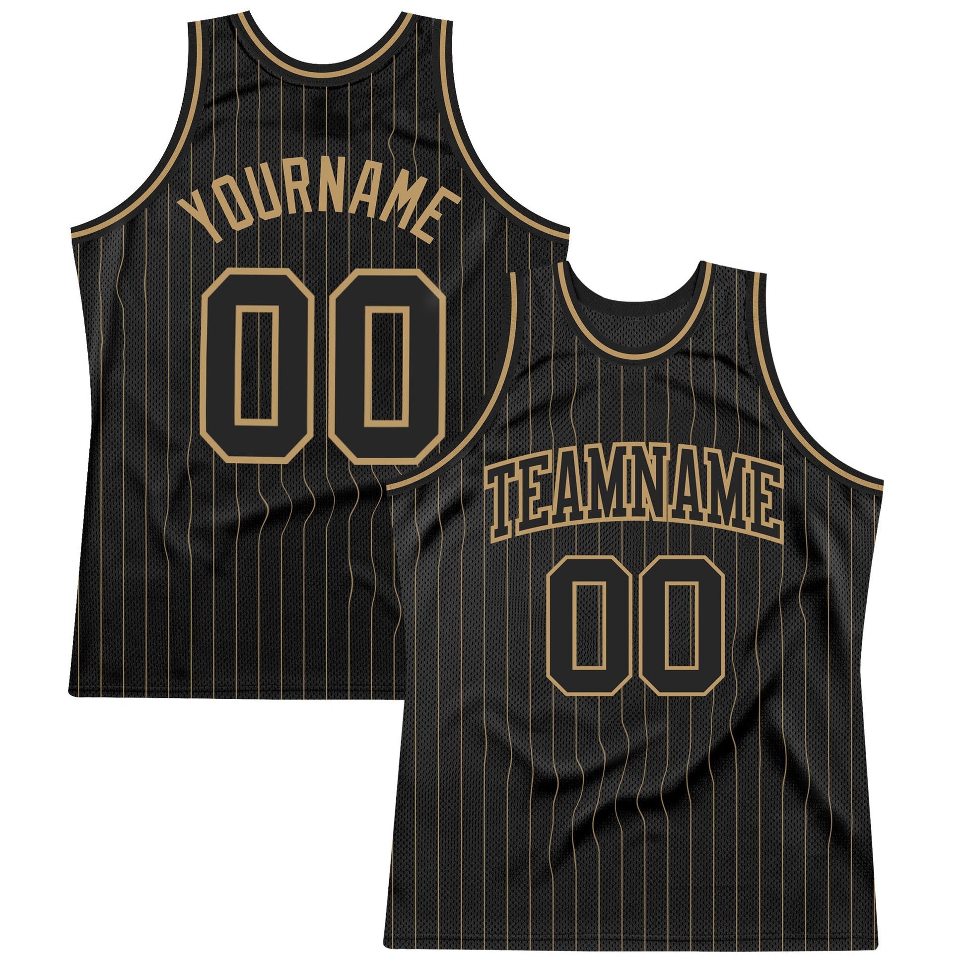 Custom Black Old Gold Pinstripe Black-Old Gold Authentic Basketball Jersey - Sky-Custom
