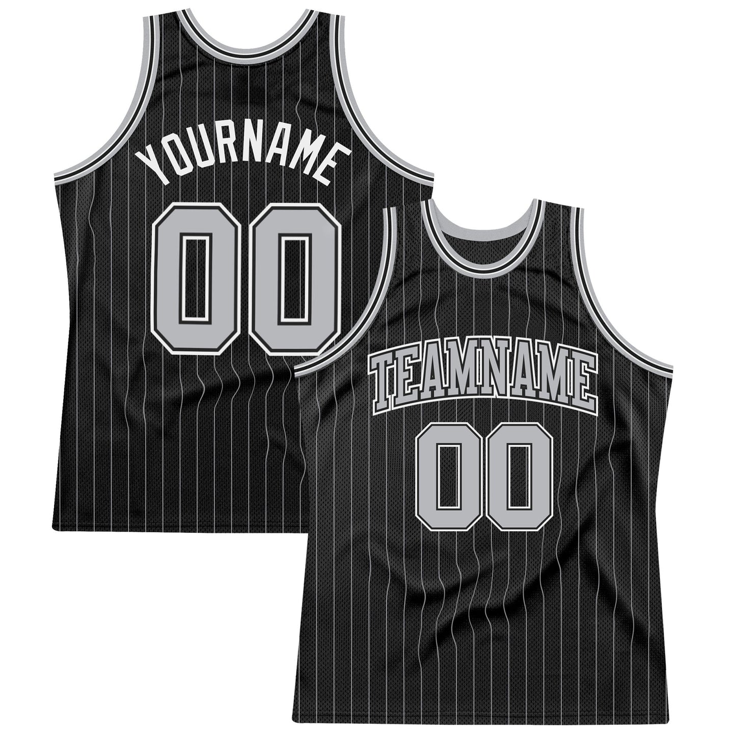 Custom Black Gray Pinstripe Gray-Black Authentic Basketball Jersey - Sky-Custom