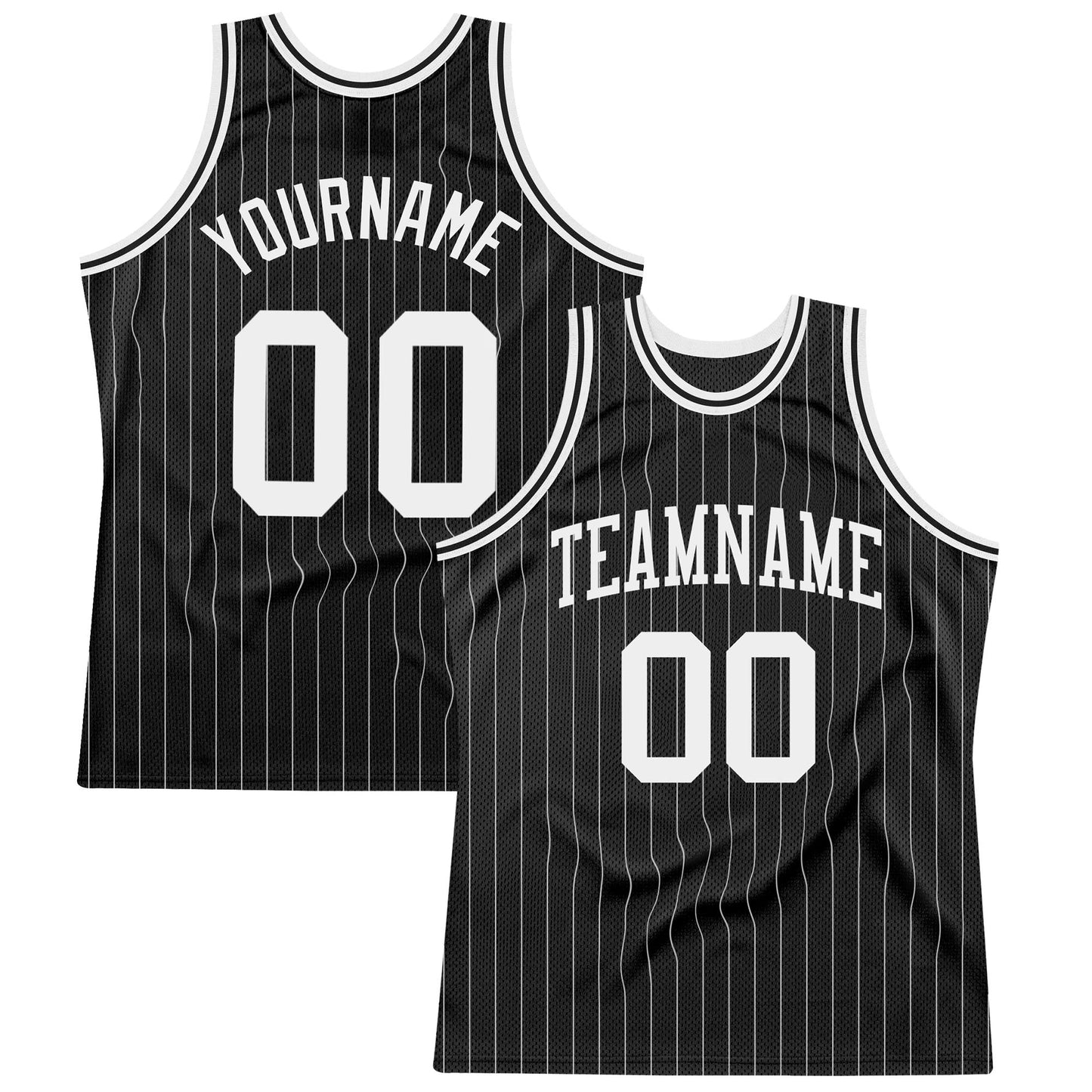 Custom Black White Pinstripe White Authentic Basketball Jersey - Sky-Custom