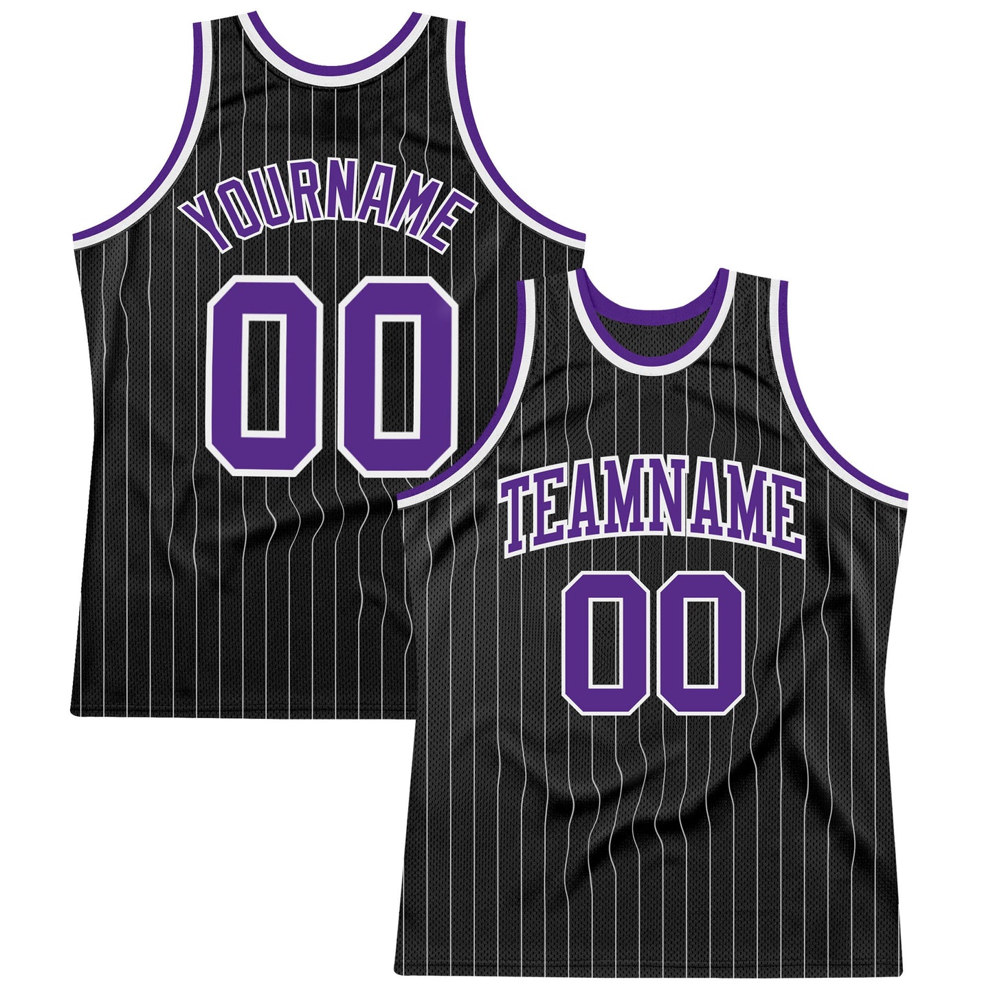 Custom Black White Pinstripe Purple-White Authentic Basketball Jersey - Sky-Custom