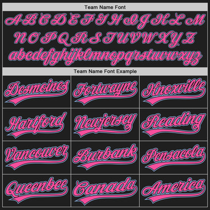Custom Black White Pinstripe Pink-Light Blue Authentic Baseball Jersey - Sky-Custom