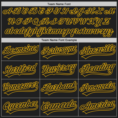 Custom Black Gold Pinstripe Black Authentic Baseball Jersey - Sky-Custom