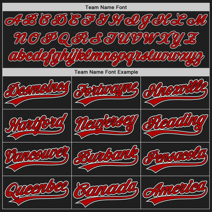 Custom Black Red Pinstripe Red-White Authentic Baseball Jersey - Sky-Custom
