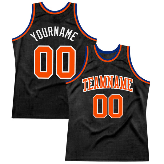 Custom Black Orange-Royal Authentic Throwback Basketball Jersey - Sky-Custom