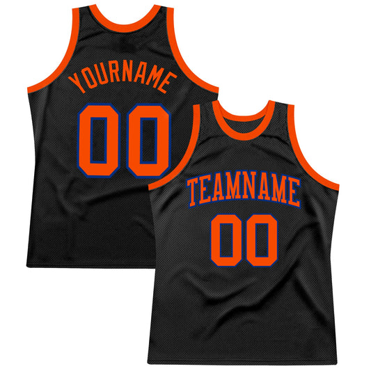 Custom Black Orange-Royal Authentic Throwback Basketball Jersey - Sky-Custom