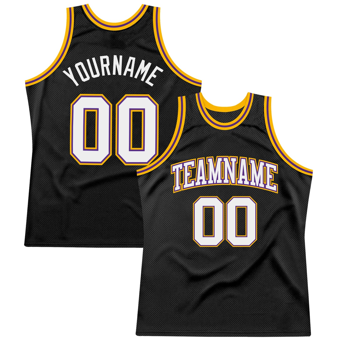 Custom Black White Purple-Gold Authentic Throwback Basketball Jersey - Sky-Custom
