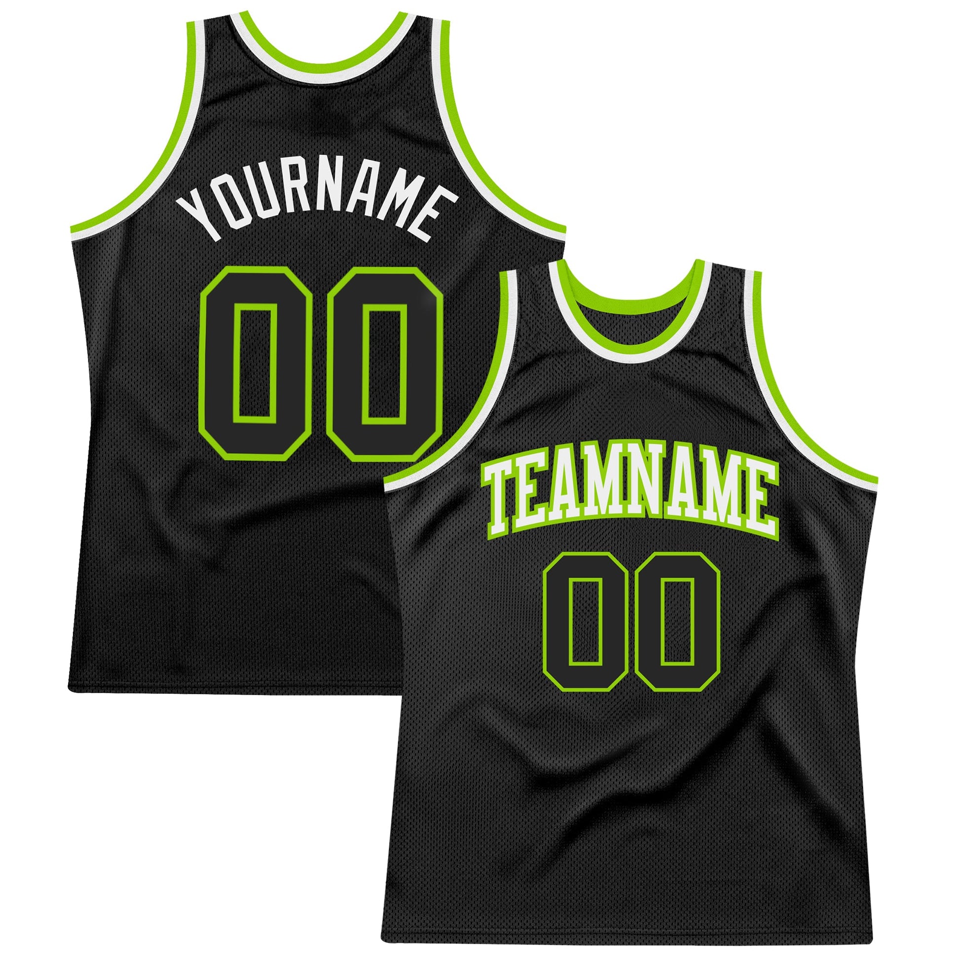 Custom Black Neon Green-White Authentic Throwback Basketball Jersey - Sky-Custom