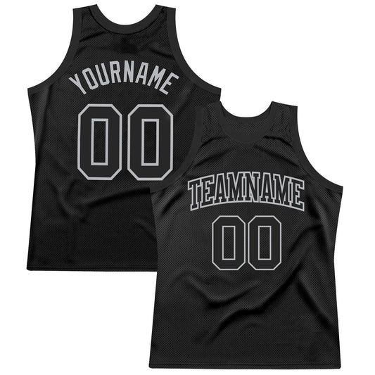 Custom Black Gray Authentic Throwback Basketball Jersey - Sky-Custom