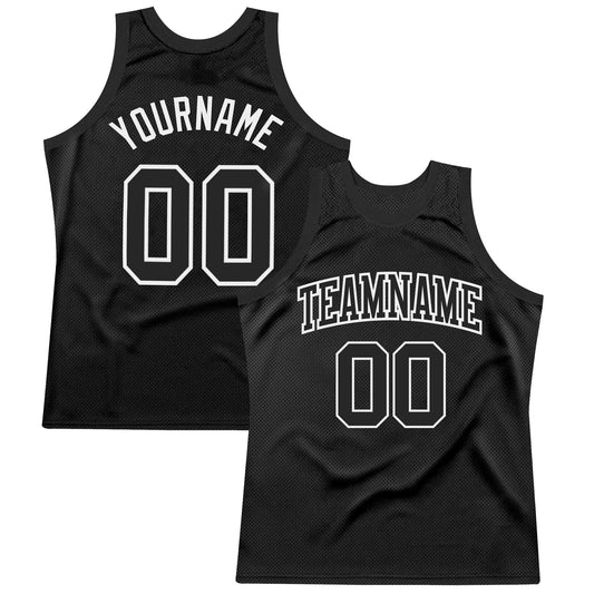 Custom Black White Authentic Throwback Basketball Jersey - Sky-Custom