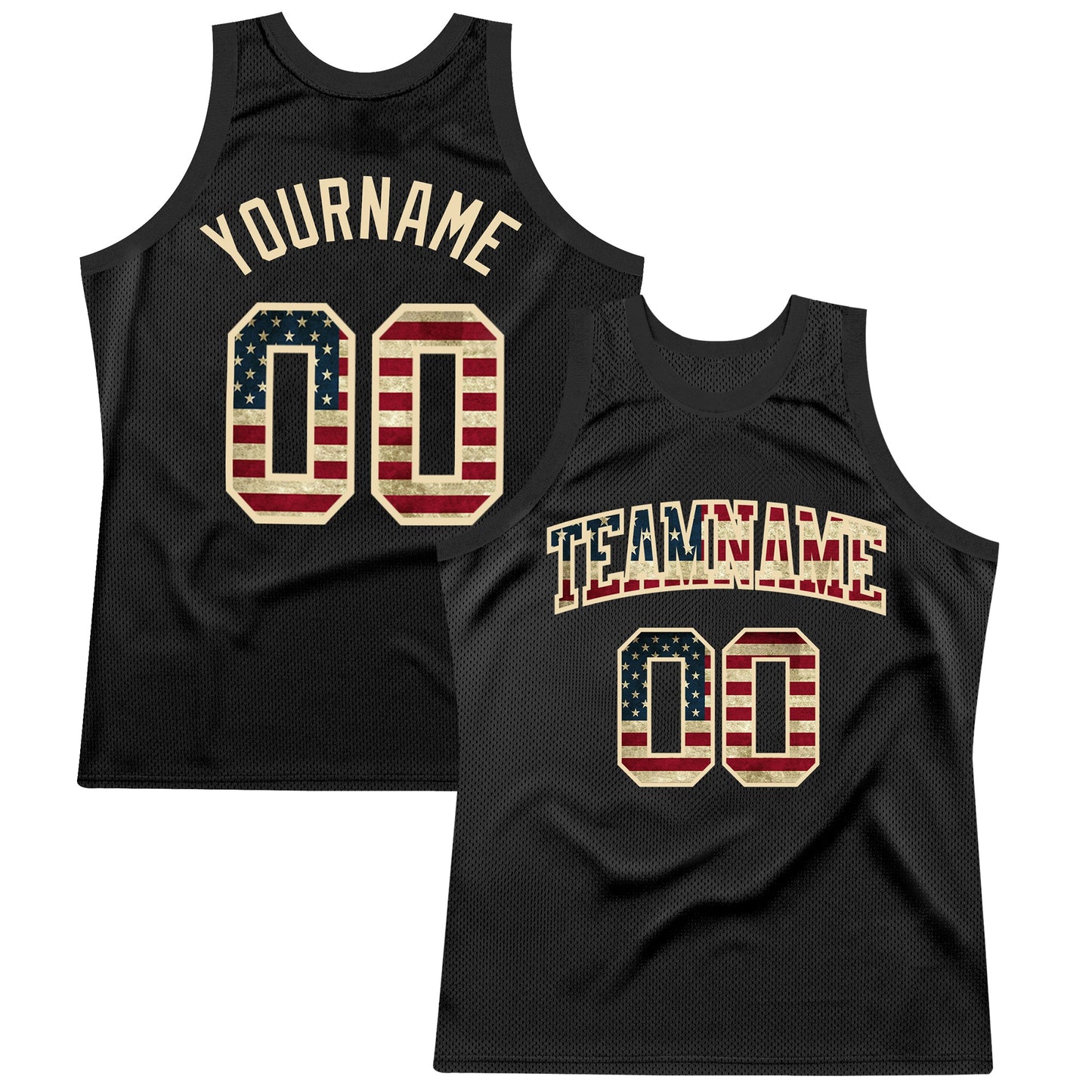 Custom Black Vintage USA Flag-City Cream Authentic Throwback Basketball Jersey - Sky-Custom