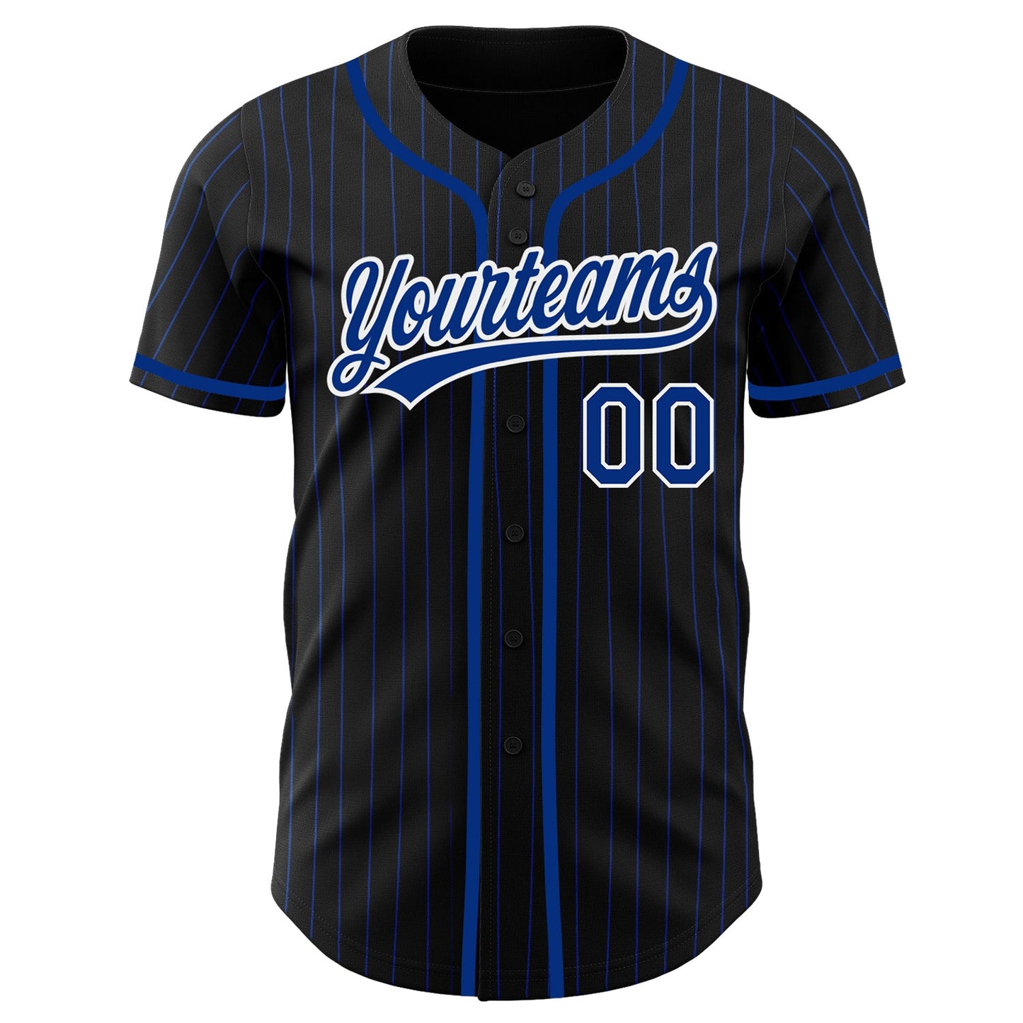 Custom Black Royal Pinstripe Royal-White Authentic Baseball Jersey - Sky-Custom