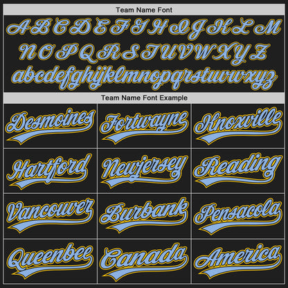 Custom Black Yellow Pinstripe Light Blue Authentic Baseball Jersey - Sky-Custom