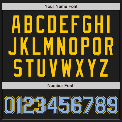 Custom Black Yellow Pinstripe Light Blue Authentic Baseball Jersey - Sky-Custom