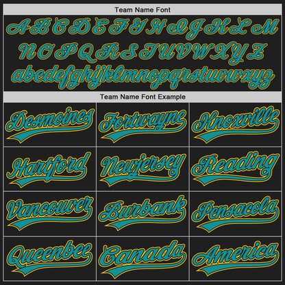 Custom Black Yellow Pinstripe Teal Authentic Baseball Jersey - Sky-Custom