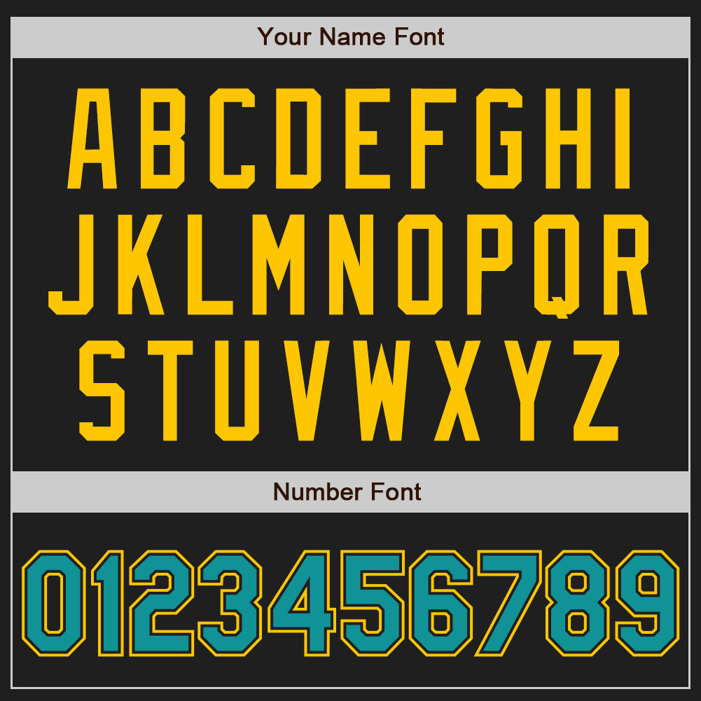 Custom Black Yellow Pinstripe Teal Authentic Baseball Jersey - Sky-Custom