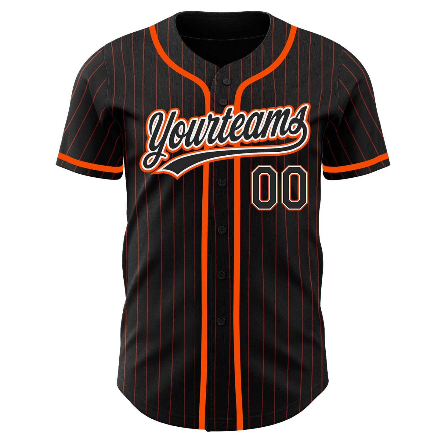 Custom Black Orange Pinstripe Black-White Authentic Baseball Jersey - Sky-Custom