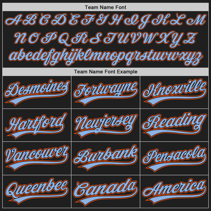 Custom Black Orange Pinstripe Light Blue Authentic Baseball Jersey - Sky-Custom