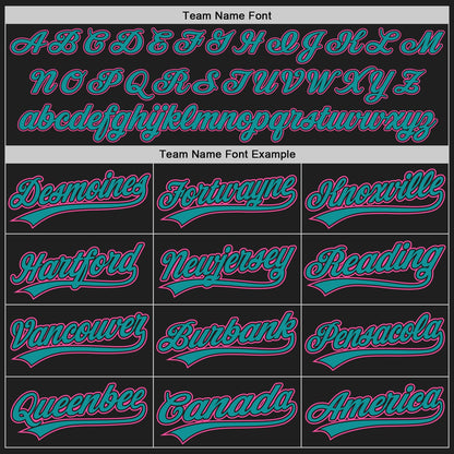 Custom Black Pink Pinstripe Pink-Teal Authentic Baseball Jersey - Sky-Custom