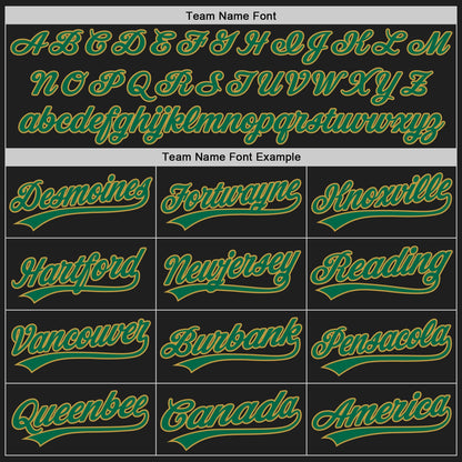 Custom Black Old Gold Pinstripe Kelly Green Authentic Baseball Jersey - Sky-Custom