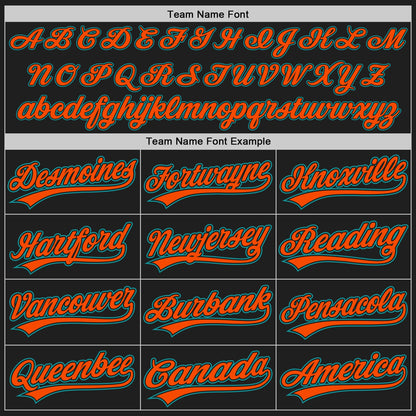 Custom Black Teal Pinstripe Teal-Orange Authentic Baseball Jersey - Sky-Custom