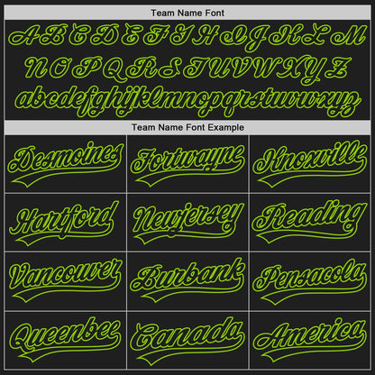 Custom Black White Pinstripe Black-Neon Green Authentic Baseball Jersey - Sky-Custom