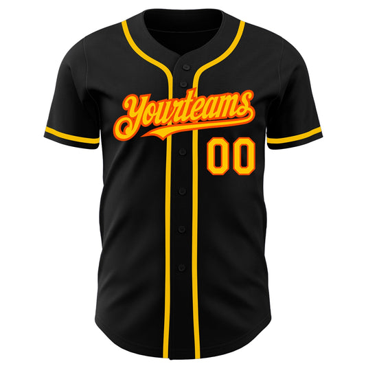 Custom Black Yellow-Orange Authentic Baseball Jersey - Sky-Custom