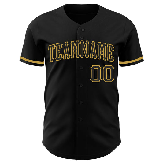 Custom Black Old Gold Authentic Baseball Jersey - Sky-Custom