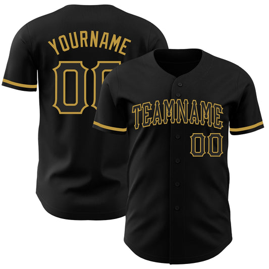 Custom Black Old Gold Authentic Baseball Jersey - Sky-Custom