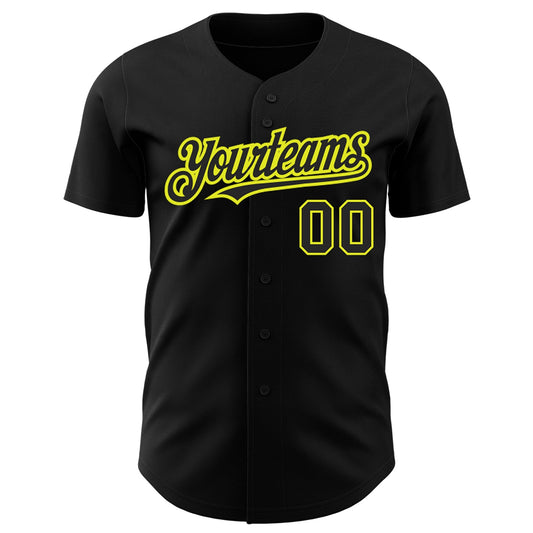 Custom Black Neon Yellow Authentic Baseball Jersey - Sky-Custom