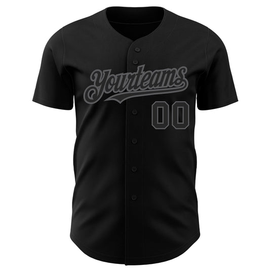 Custom Black Steel Gray Authentic Baseball Jersey - Sky-Custom