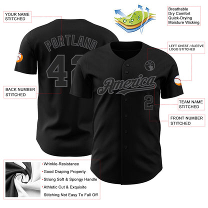 Custom Black Steel Gray Authentic Baseball Jersey - Sky-Custom