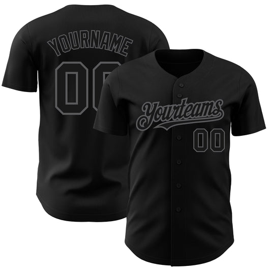 Custom Black Steel Gray Authentic Baseball Jersey - Sky-Custom
