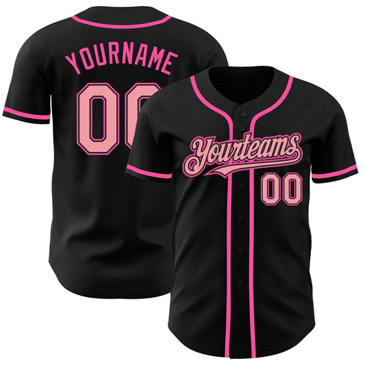Custom Black Medium Pink-Pink Authentic Baseball Jersey - Sky-Custom